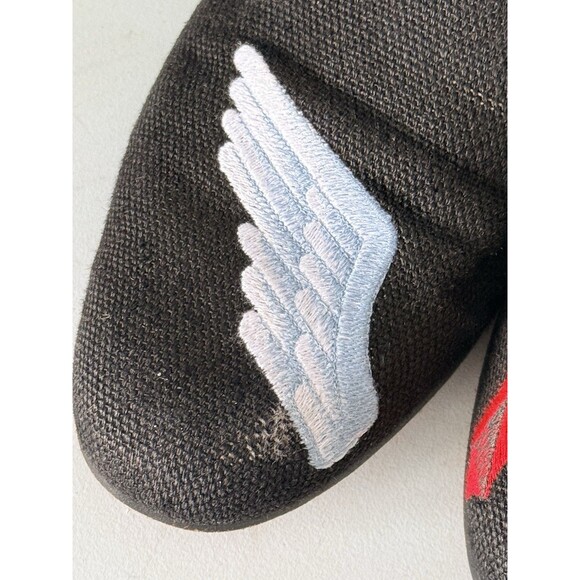 041copy_8a796238-5324-4a6d-  Stubbs & Wootton Angel Devil Wing Smoking Slippers Black Canvas Size 9 Retired